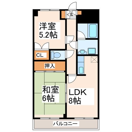 東野中学前 徒歩1分 3階の物件間取画像